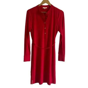 Calvin Klein Red Shirt Dress with Waist Tie